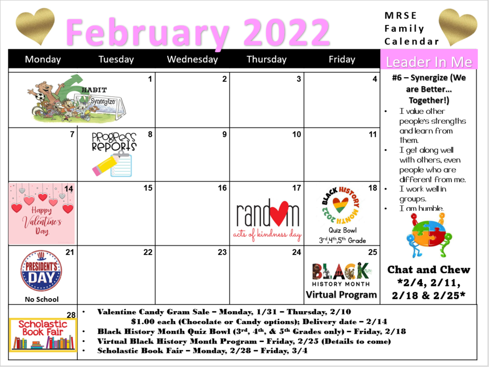 February Family Engagement Calendar