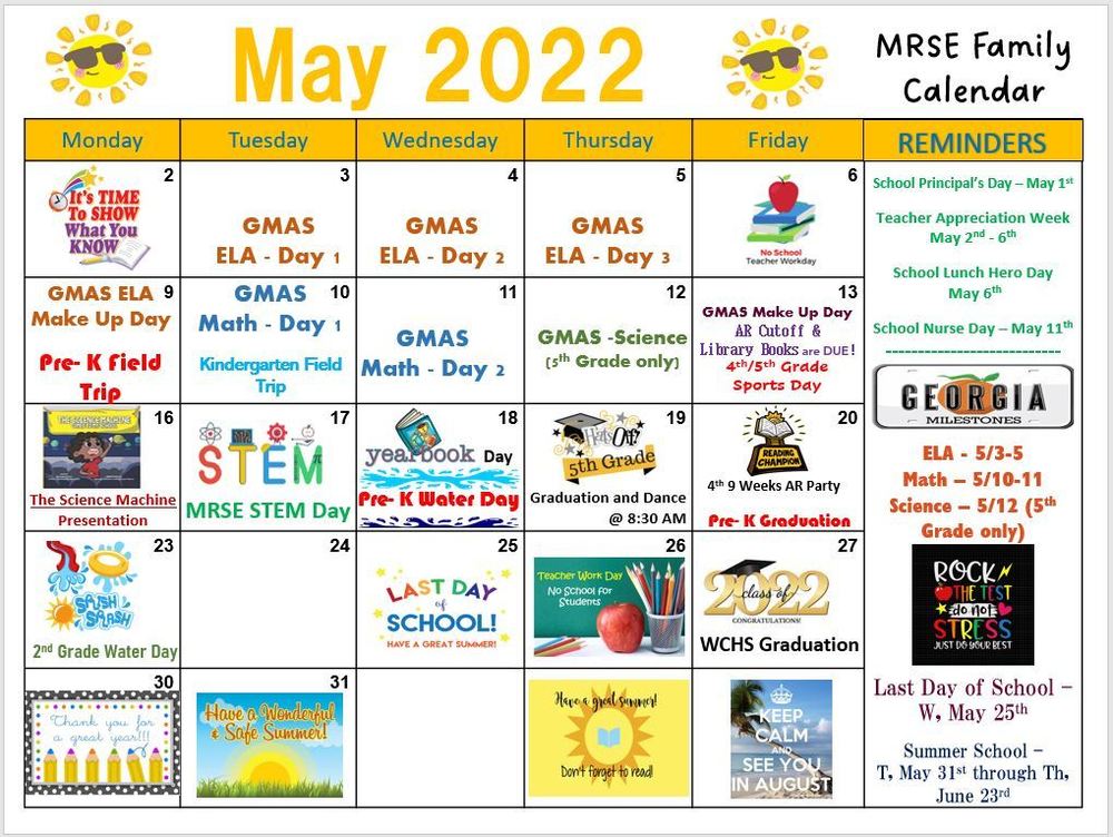 MRSE May Family Calendar