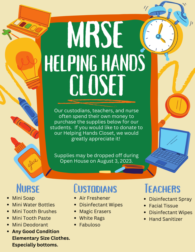 MRSE Helping Hands Closet Martha Smith Elementary School