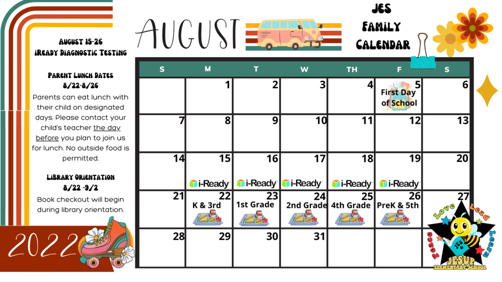 JES August Calendar