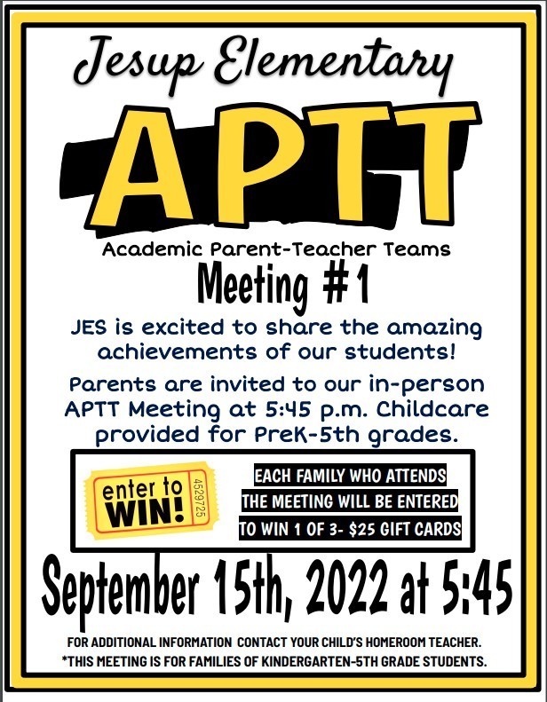 APTT meeting information. Meeting 9/15 at 5:45