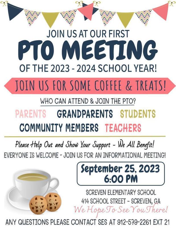 First PTO Meeting | Screven Elementary School